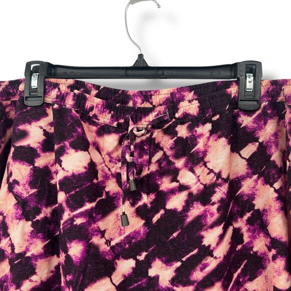 NEW Purple Printed Wide Leg Pants Plus size 2X Cotton Linen Summer Lounge Beach - Picture 6 of 11